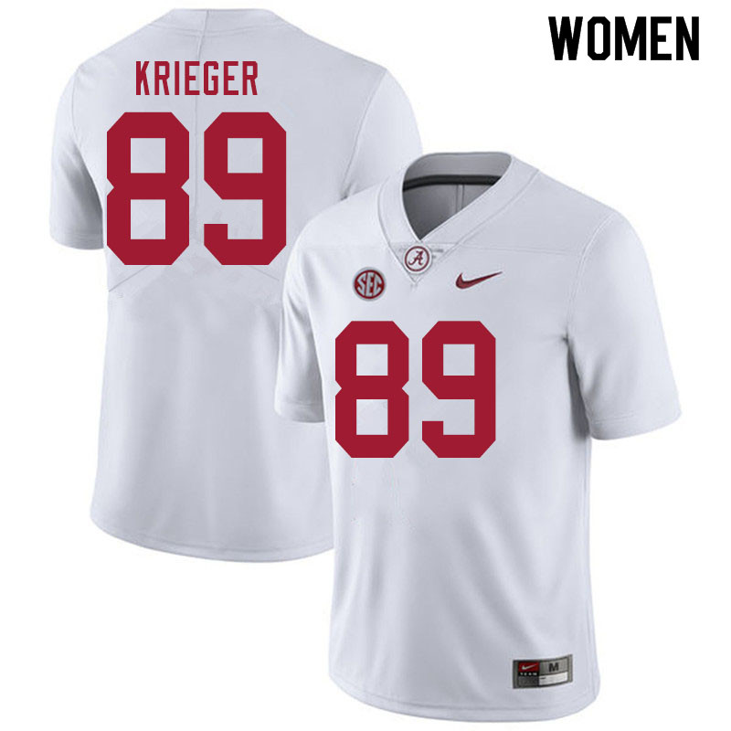 Women #89 Grant Krieger Alabama White Tide College Football Jerseys Sale-White